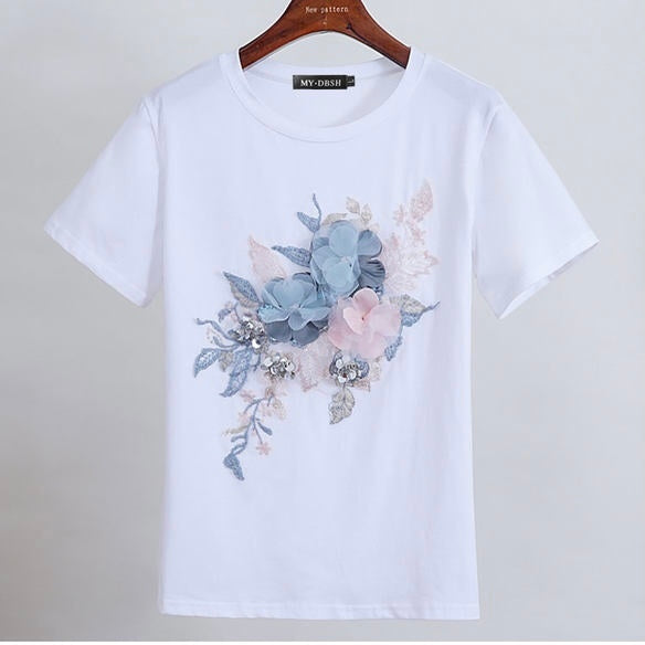 carven フラワー 刺繍 トップス カットソー Tシャツ - ファッション
