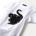 【スタッフ着用】立体白鳥デザイン 半袖Tシャツトップス