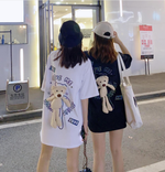 バックベアー半袖or長袖Uネック ビッグシルエット反射Tシャツ